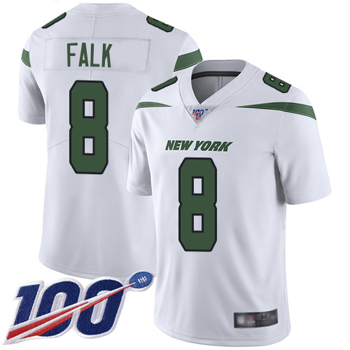 New York Jets Limited White Men Luke Falk Road Jersey NFL Football #8 100th Season Vapor Untouchable